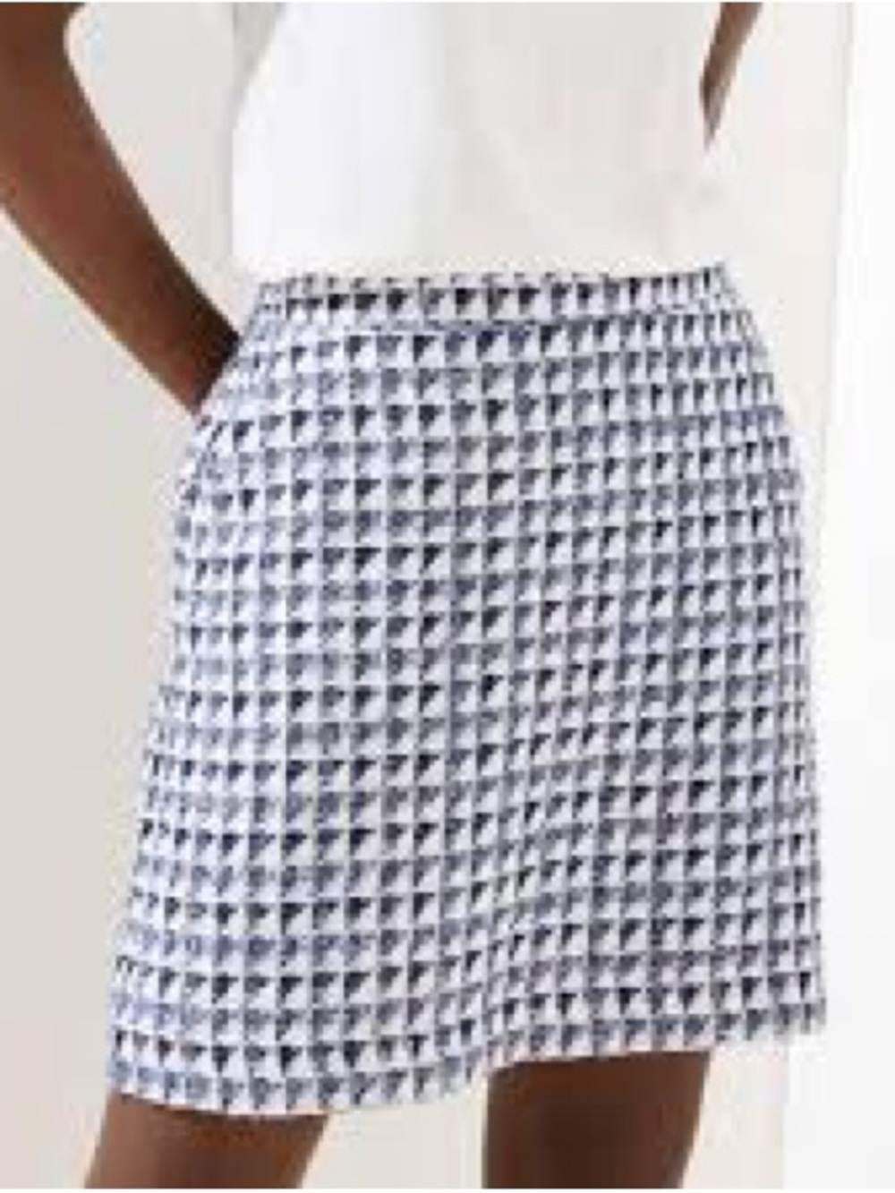 LOFT Blue and White Mini Skirt with Geometric Print
